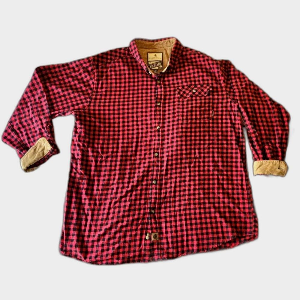 Legendary White Tails Men's Red Black Checker Flannel Shirt 2XLT